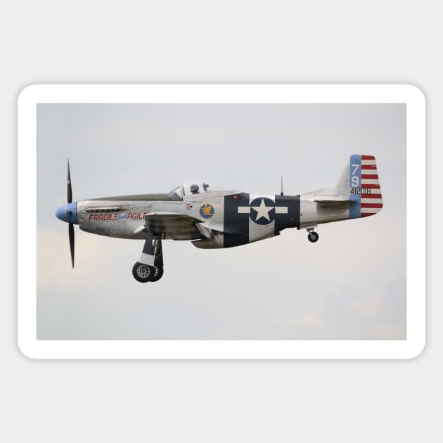 North American P-51K Mustang Fragile but Agile Sticker by Nigdaw